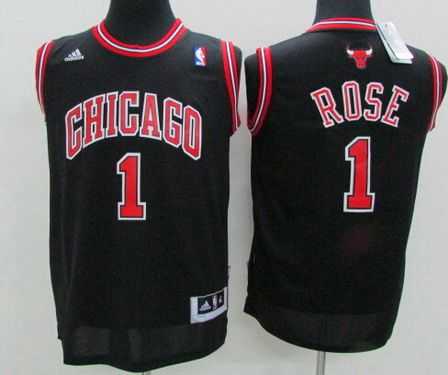 Youth Chicago Bulls #1 Derrick Rose Black Jersey->nba youth jerseys->NBA Jersey